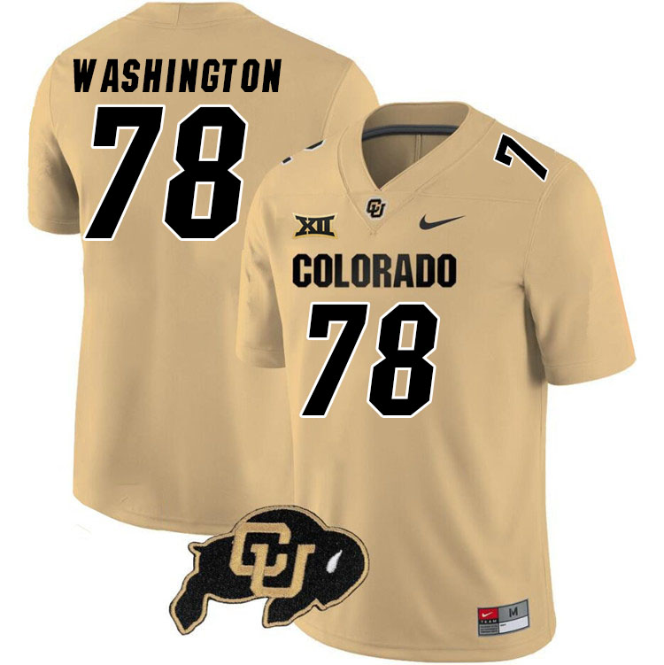 Colorado Buffaloes #78 Savion Washington Big 12 Conference College Football Jerseys Stitched Sale-Gold